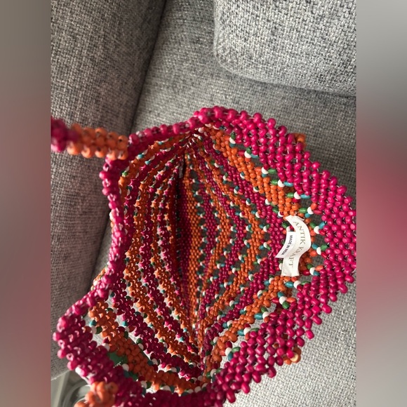 BNWT Colourful Wooden Bead Bag by Antik Kraft - Picture 3 of 11